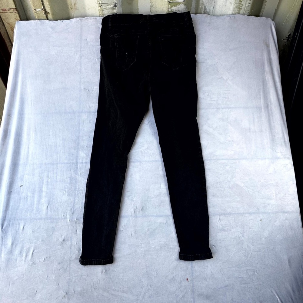 Wax Jeans Butt I Love You Women's 11/30 Black Denim Skinny Leg Distressed Trendy